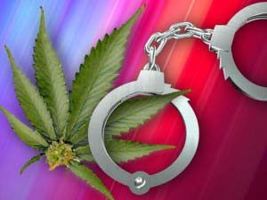 Marijuana leaf & handcuffs