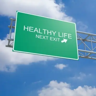  Road sign, healthy life next exit.