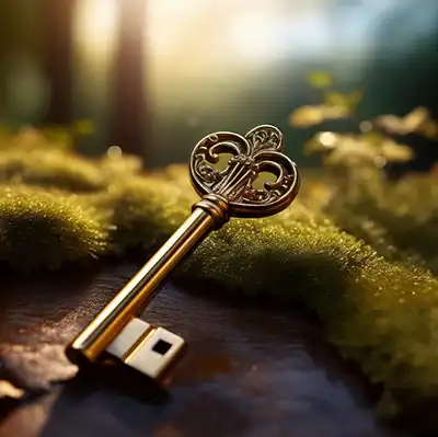  A key in the forest at dawn.