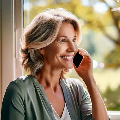  A woman on the phone to an addiction treatment center.